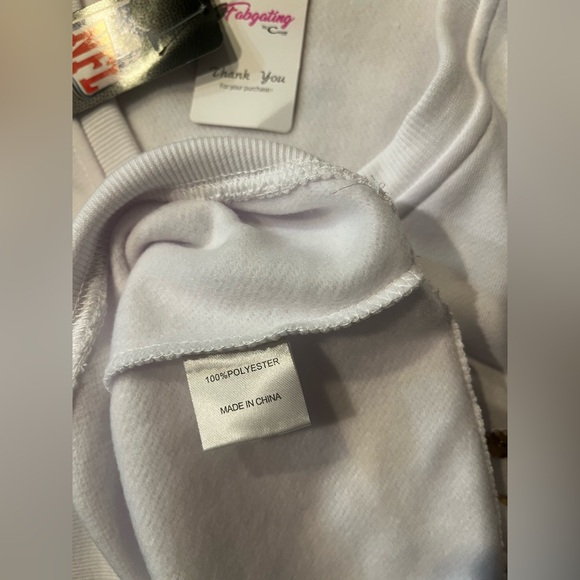 Women's Cuce White New Orleans Saints Sequin Fleece V-Neck T-Shirt Size M - Picture 4 of 4